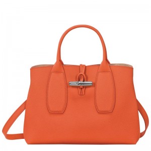 Bolsa de Mano Longchamp Roseau M Mujer Naranjas | 6392-ZGBND