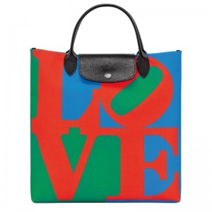 Bolsa de Mano Longchamp x Robert Indiana L Mujer Red/Navy | 5314-VTWIP