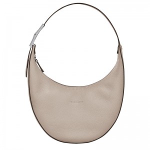 Bolso Hobo Longchamp Roseau Essential M Mujer Gris | 7543-FVMAZ