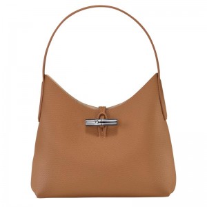 Bolso Hobo Longchamp Roseau M Mujer Marrones | 0245-AHCZQ