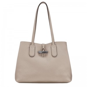 Bolso Tote Longchamp Roseau Essential M Mujer Gris | 4679-ITZOY