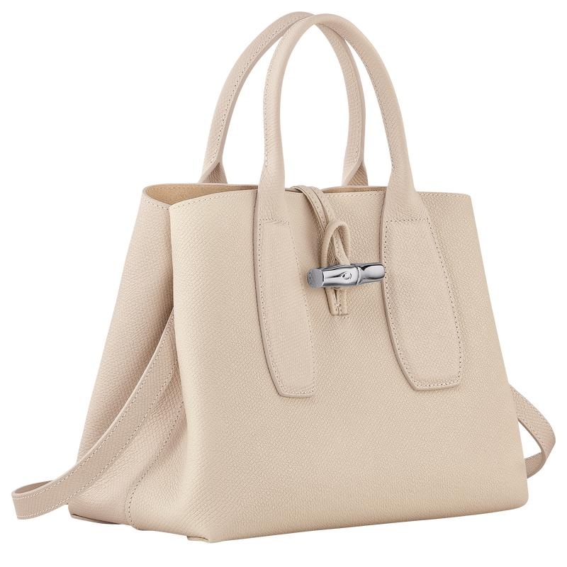 Bolsa de Mano Longchamp Roseau M Mujer Blancas | 9128-MKNVX