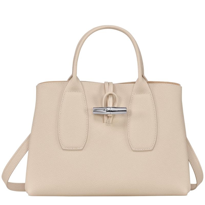 Bolsa de Mano Longchamp Roseau M Mujer Blancas | 9128-MKNVX