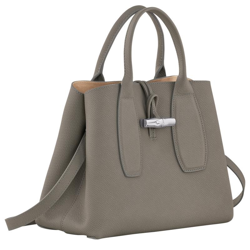 Bolsa de Mano Longchamp Roseau M Mujer Gris | 5192-DMPIN