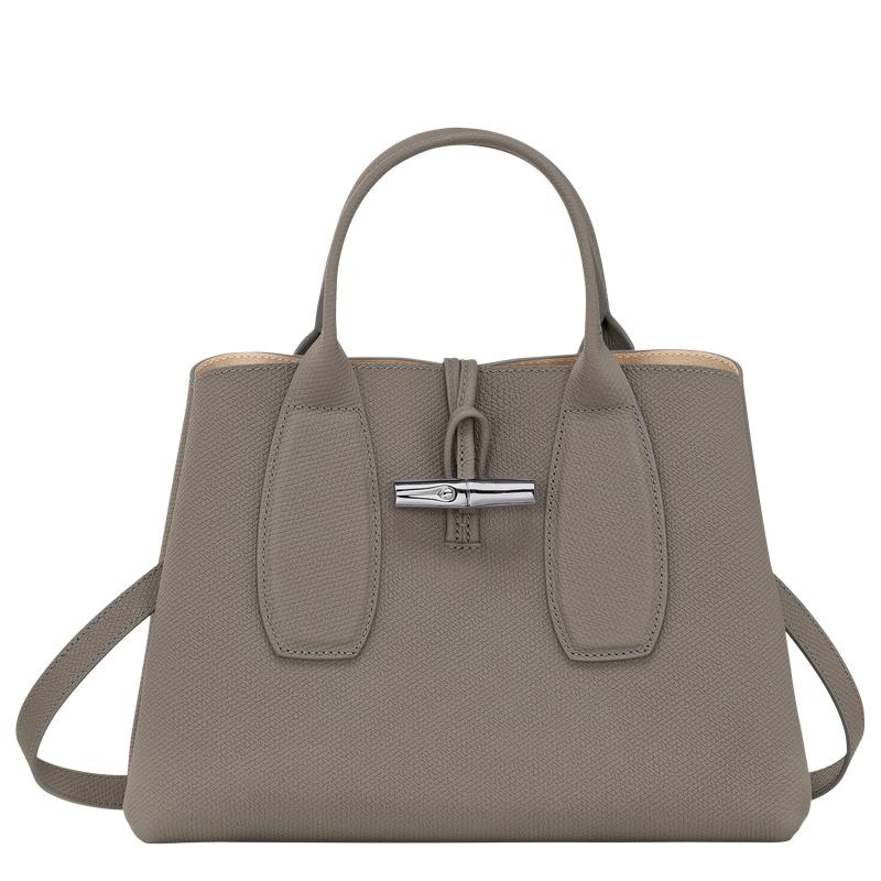 Bolsa de Mano Longchamp Roseau M Mujer Gris | 5192-DMPIN