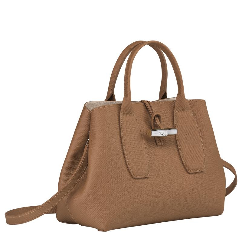 Bolsa de Mano Longchamp Roseau M Mujer Marrones | 9871-MAPRJ