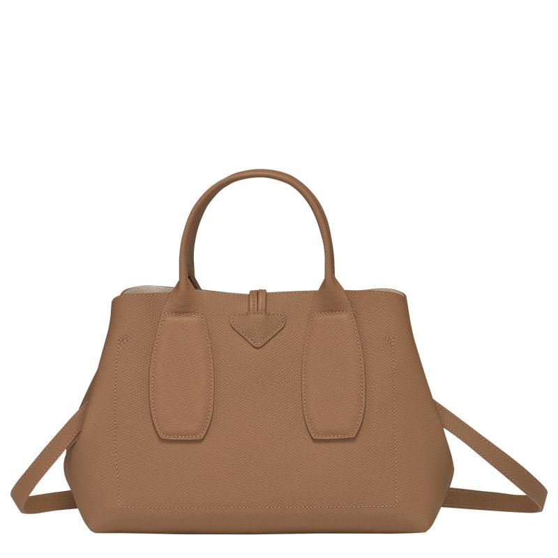 Bolsa de Mano Longchamp Roseau M Mujer Marrones | 9871-MAPRJ