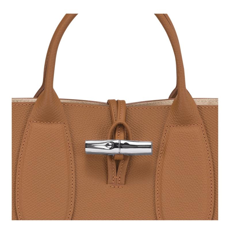 Bolsa de Mano Longchamp Roseau M Mujer Marrones | 9871-MAPRJ