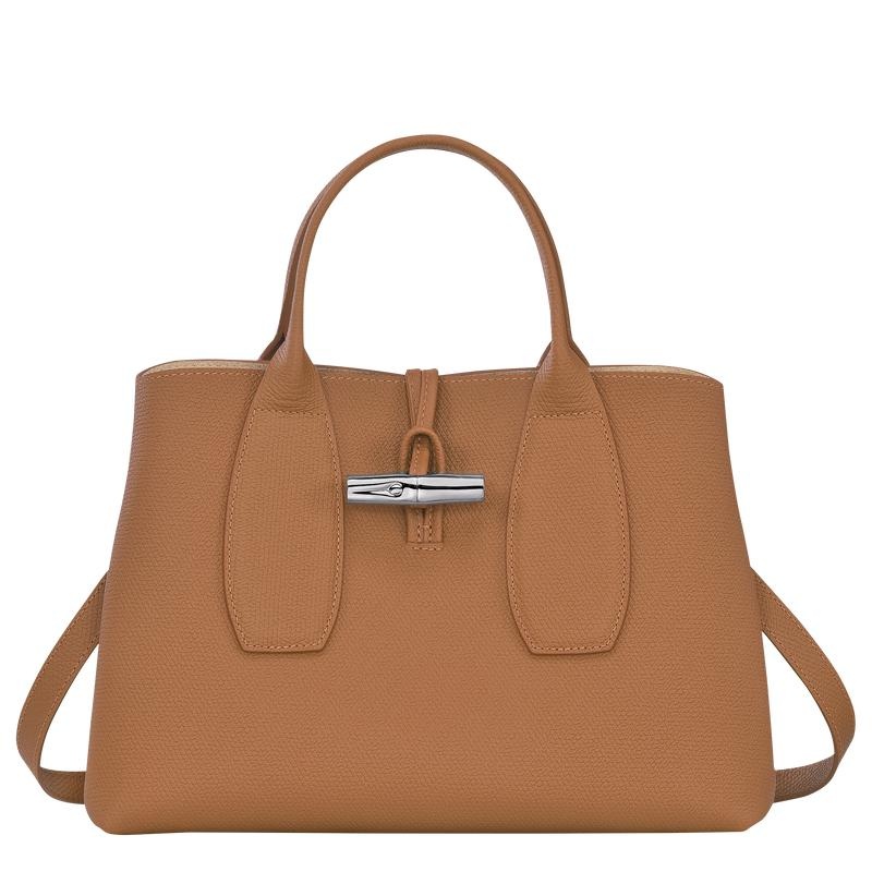 Bolsa de Mano Longchamp Roseau M Mujer Marrones | 9871-MAPRJ