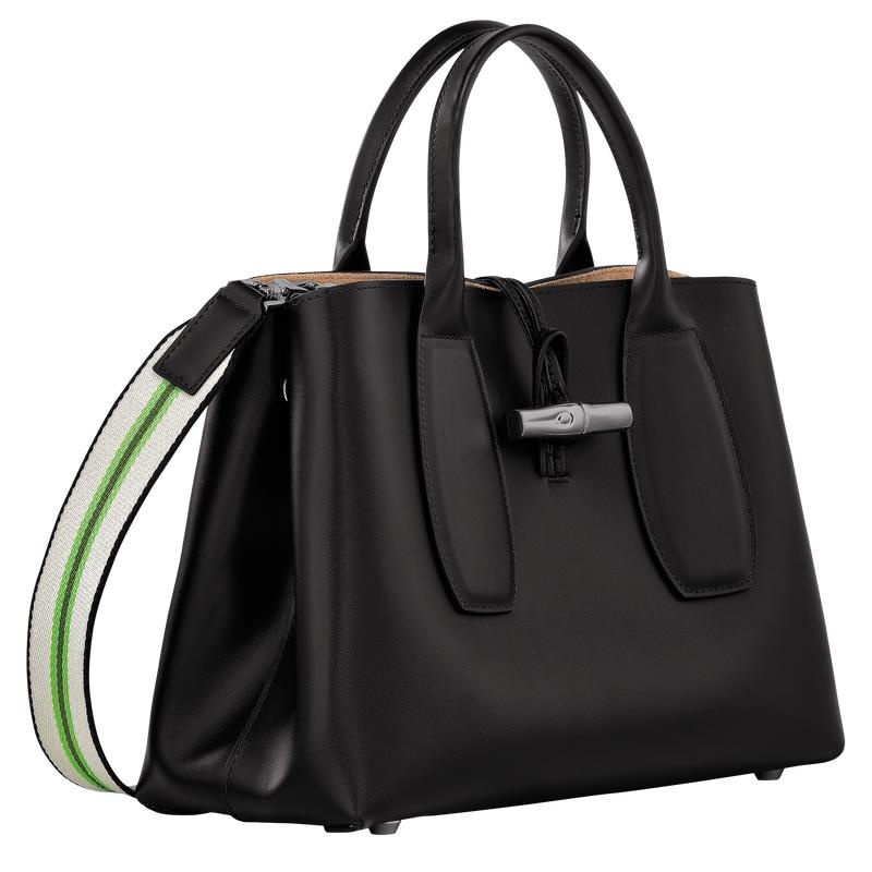 Bolsa de Mano Longchamp Roseau M Mujer Negras | 6024-YZSBN