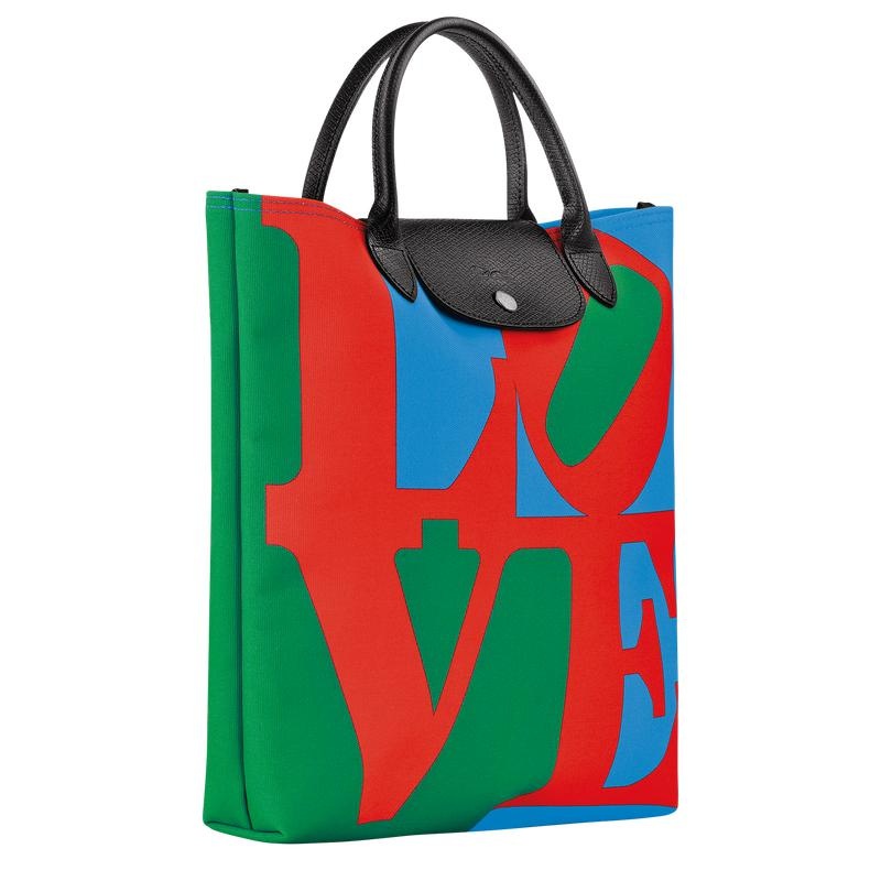 Bolsa de Mano Longchamp x Robert Indiana L Mujer Red/Navy | 5314-VTWIP