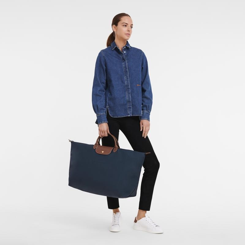 Bolsas de Viaje Longchamp Le Pliage Original M Mujer Azul Marino | 3178-XDIBH