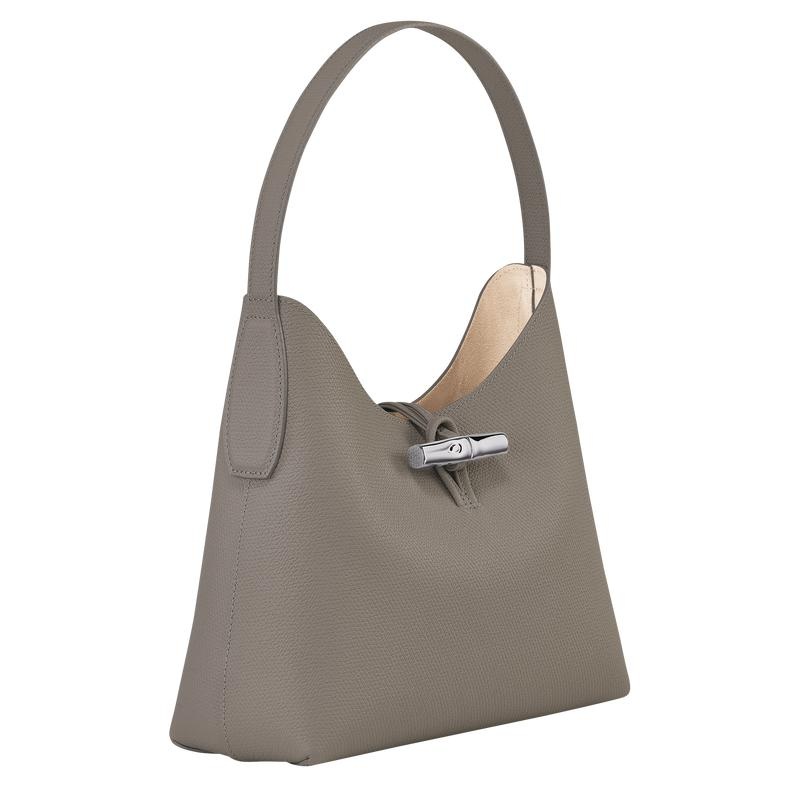 Bolso Hobo Longchamp Roseau M Mujer Gris | 8621-KJNHT