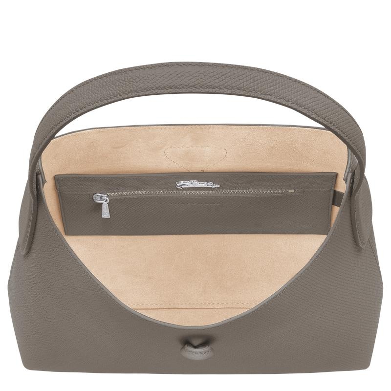 Bolso Hobo Longchamp Roseau M Mujer Gris | 8621-KJNHT