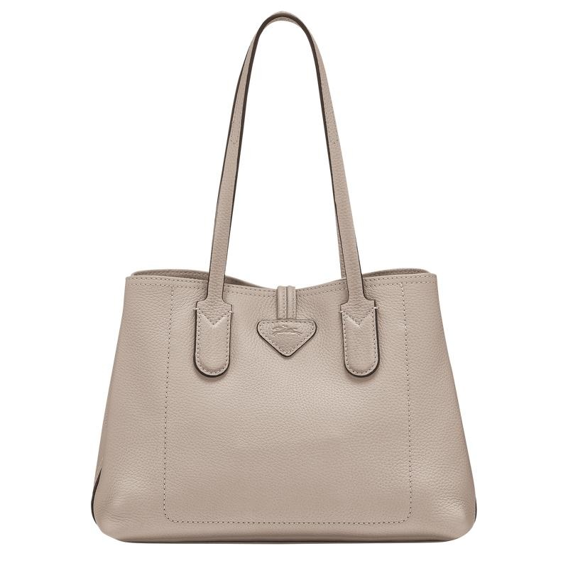 Bolso Tote Longchamp Roseau Essential M Mujer Gris | 4679-ITZOY