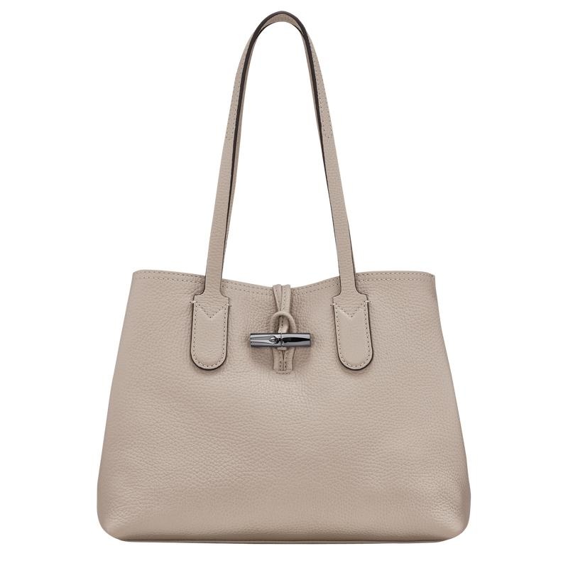 Bolso Tote Longchamp Roseau Essential M Mujer Gris | 4679-ITZOY