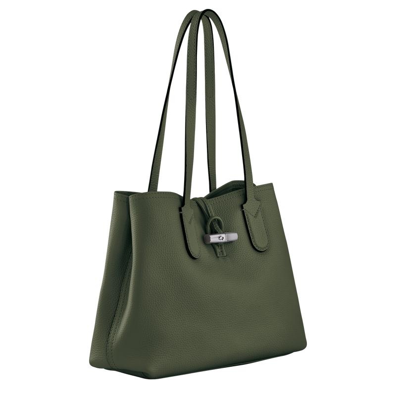 Bolso Tote Longchamp Roseau Essential M Mujer Kaki | 6831-GOAIR