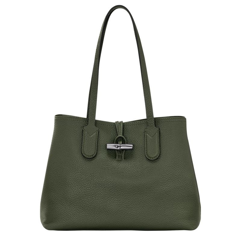 Bolso Tote Longchamp Roseau Essential M Mujer Kaki | 6831-GOAIR