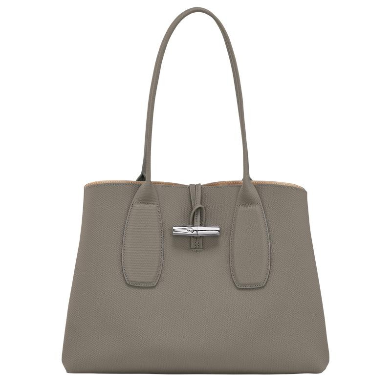 Bolso Tote Longchamp Roseau L Mujer Gris | 8125-TRGZA