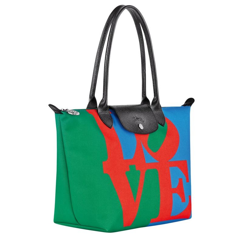 Bolso Tote Longchamp x Robert Indiana M Mujer Red/Navy | 6734-YGNVI