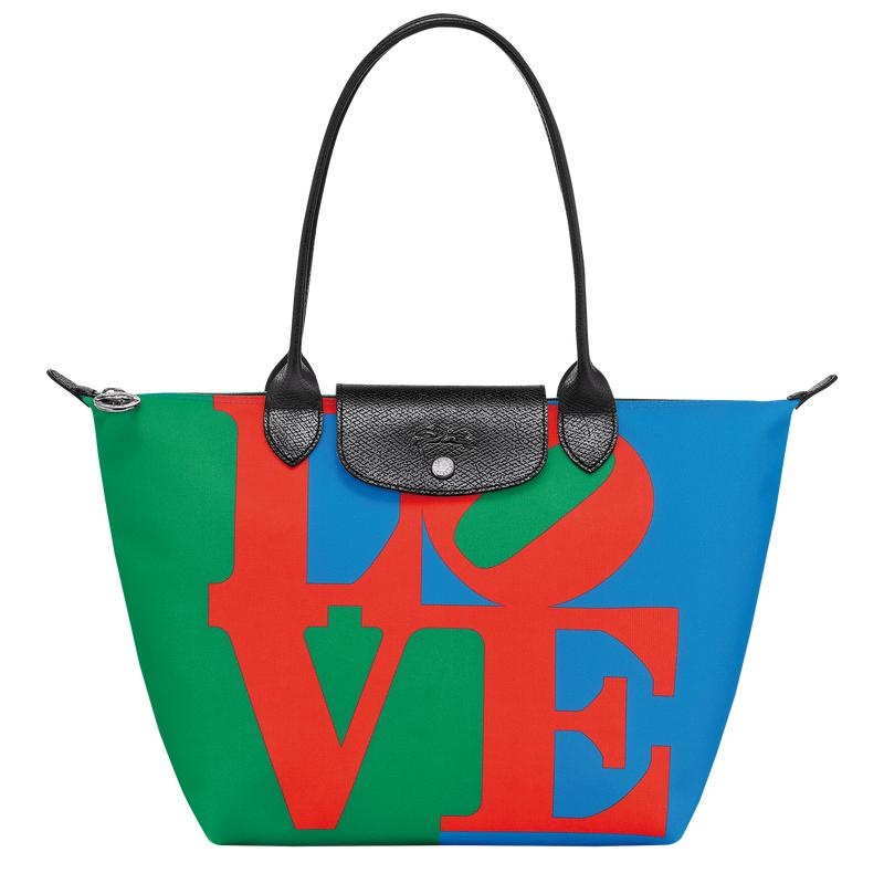 Bolso Tote Longchamp x Robert Indiana M Mujer Red/Navy | 6734-YGNVI