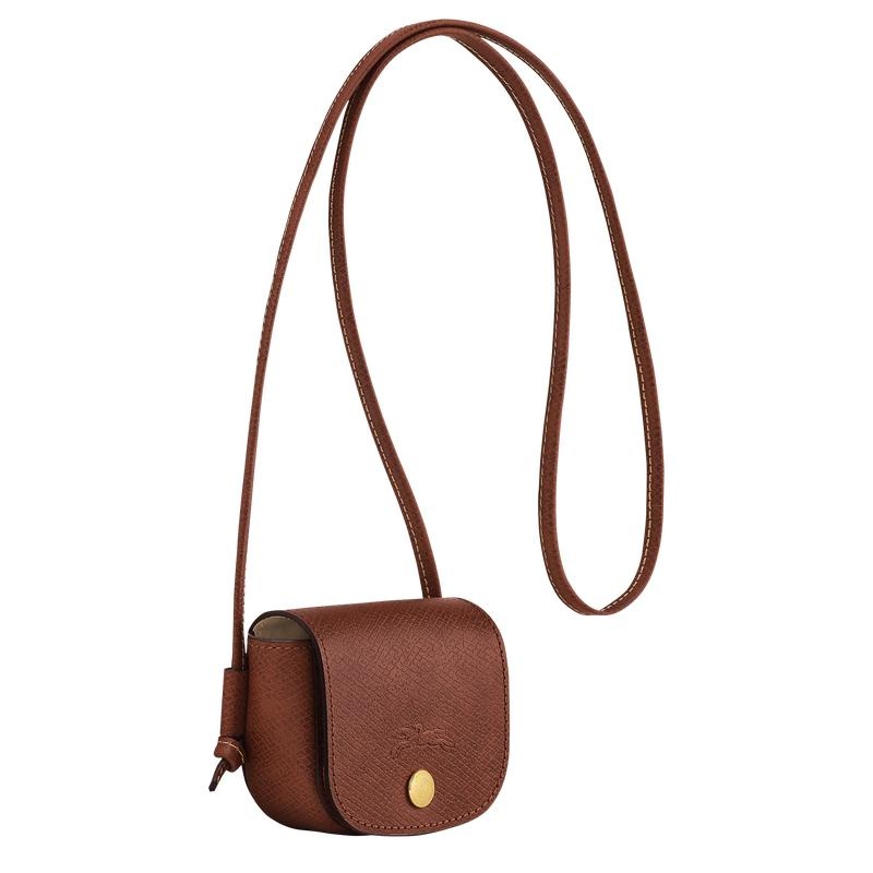 Monederos Longchamp Épure with leather lace Mujer Marrones | 0195-GCYKH